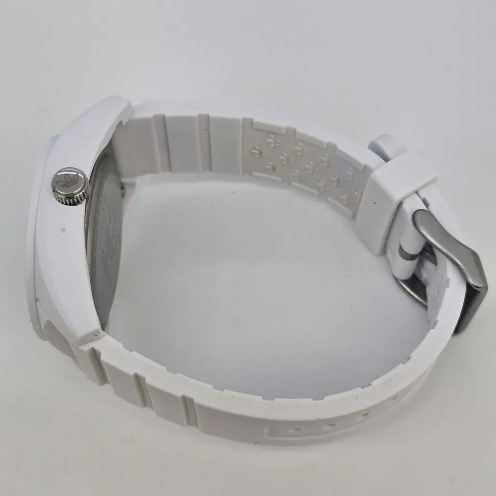 Adidas Men's Watch 41MM Blue White Dial‎ White Plastic Bands New Battery